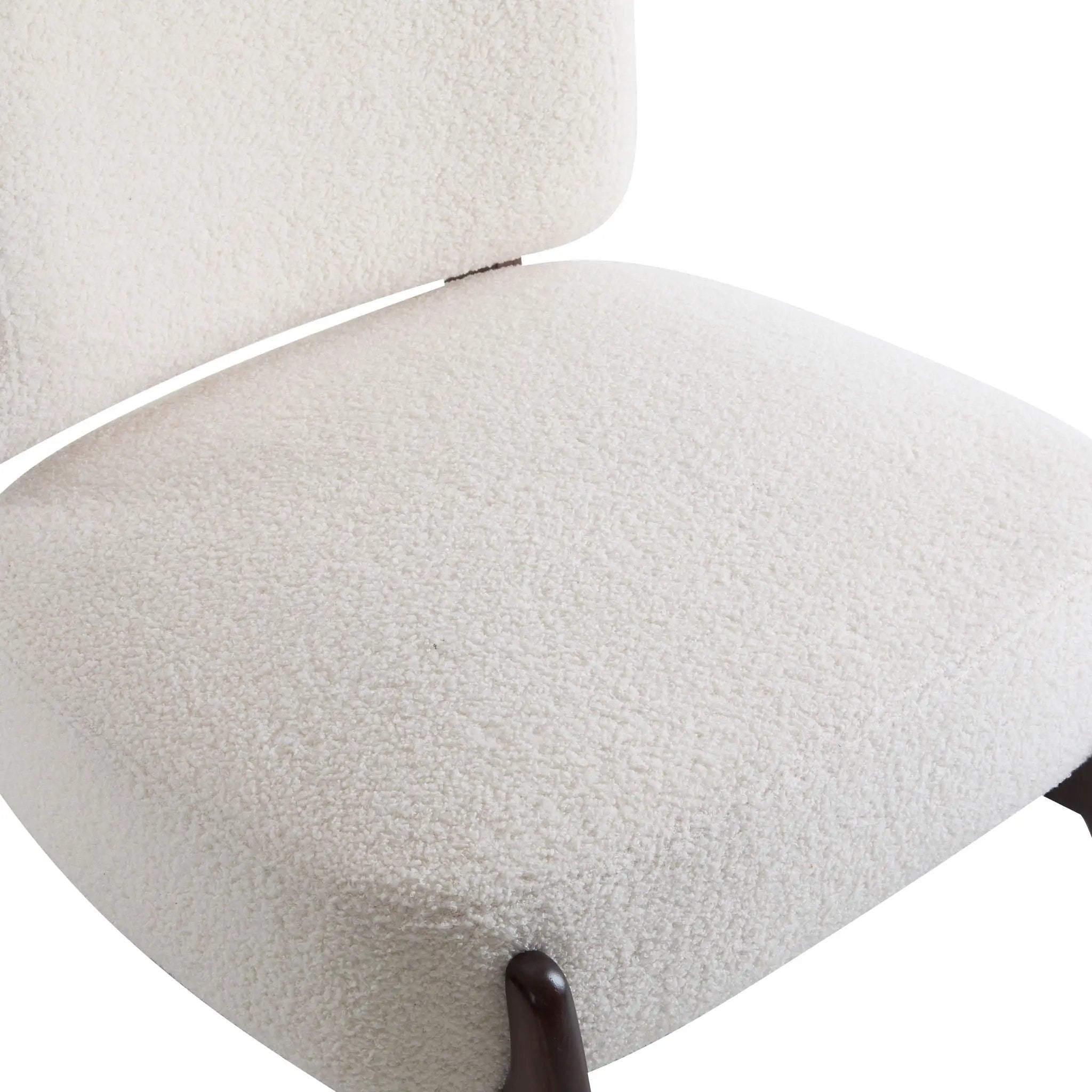 Modern Boucle Lounge Chair With Solid Wood Frame