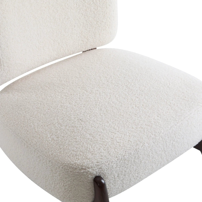 Modern Boucle Lounge Chair With Solid Wood Frame