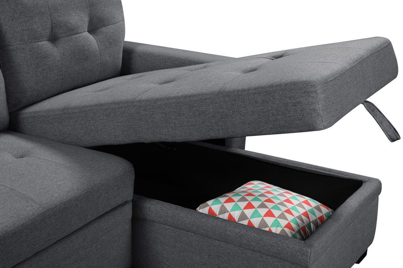 Ashlyn - Reversible Sleeper Sectional Sofa With Storage Chaise, USB Charging Ports And Pocket by HouseOfZazla