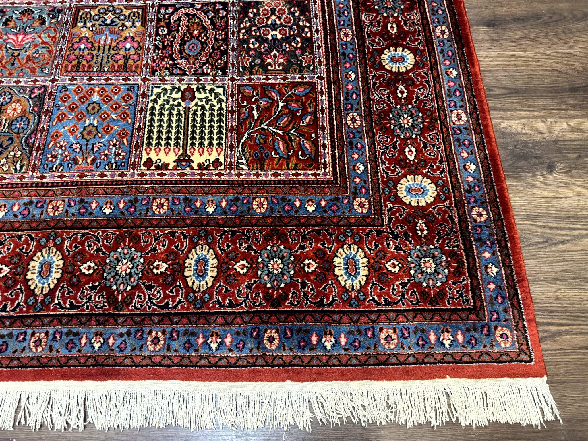 Wonderful Persian Qum Rug 10x13, Panel Design, Fine 260 KPSI, Signed, Red Multicolor by Jewel Rugs