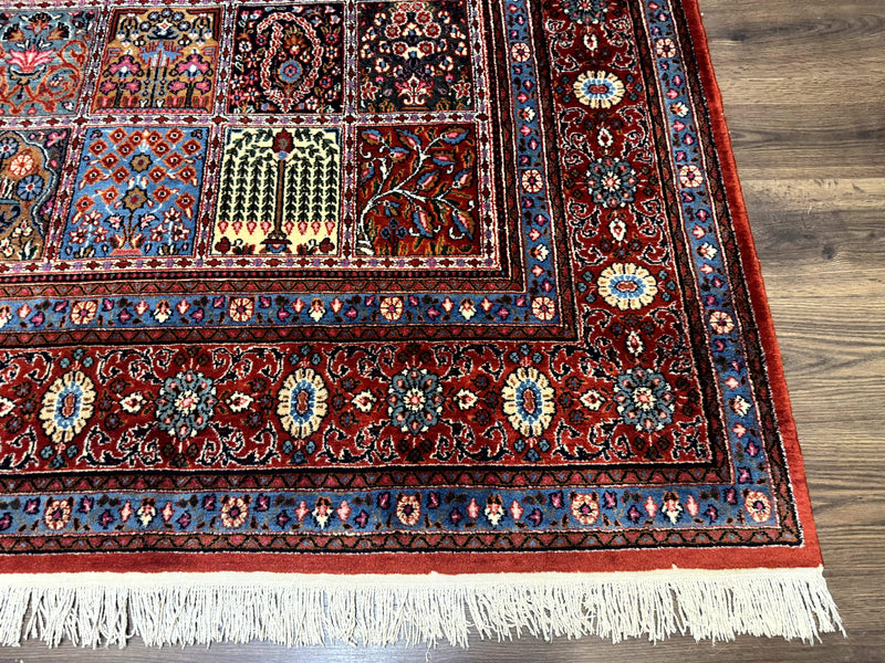 Wonderful Persian Qum Rug 10x13, Panel Design, Fine 260 KPSI, Signed, Red Multicolor by Jewel Rugs