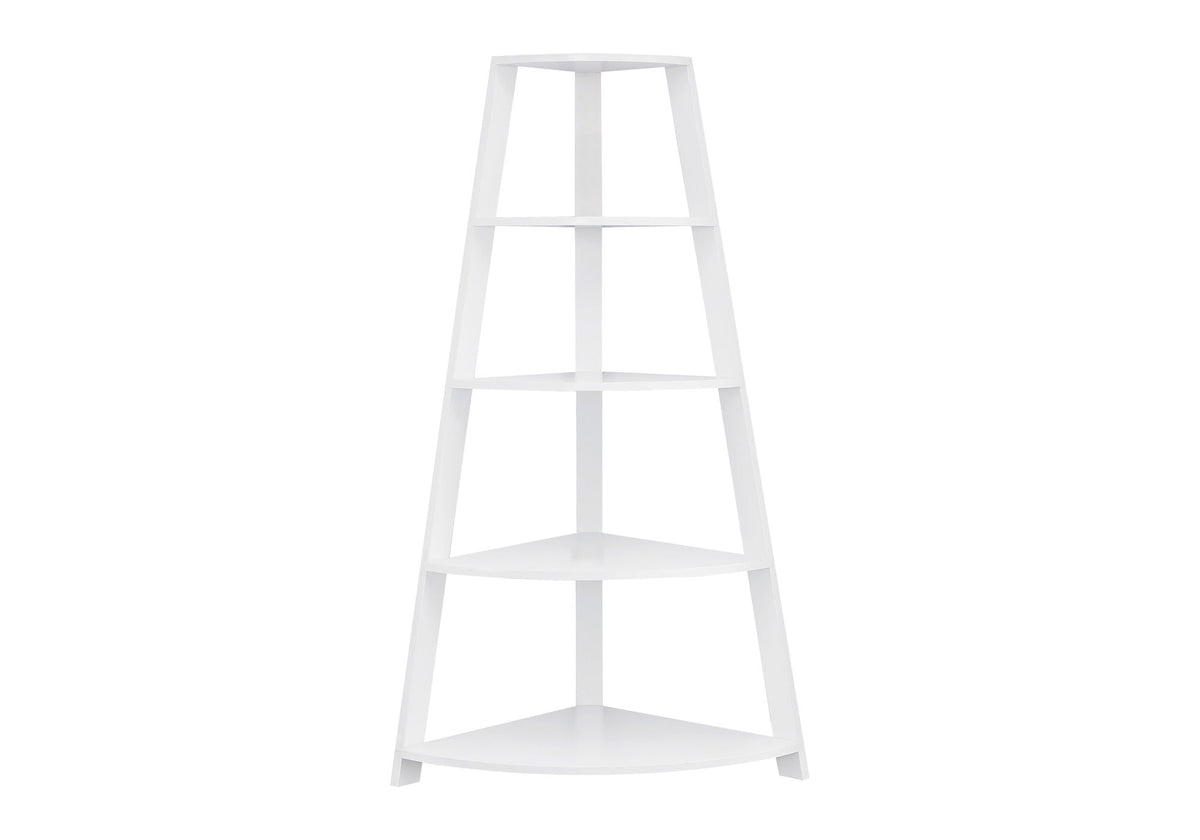 4-Tier Corner Bookshelf with 4 Fixed Shelves - White or Light Brown, photo 2 of 8