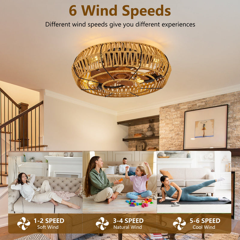 19" Caged Ceiling Fan with Lights and Remote by HouseOfZazla