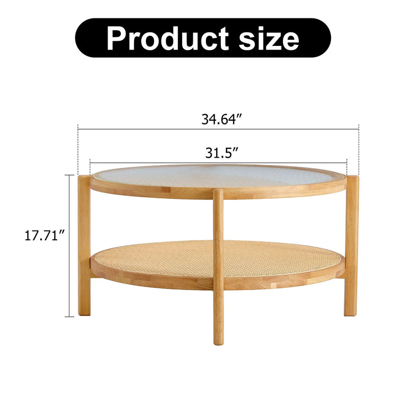 Modern Style Circular Double Layer Tea Table With Rattan Weave by HouseOfZazla