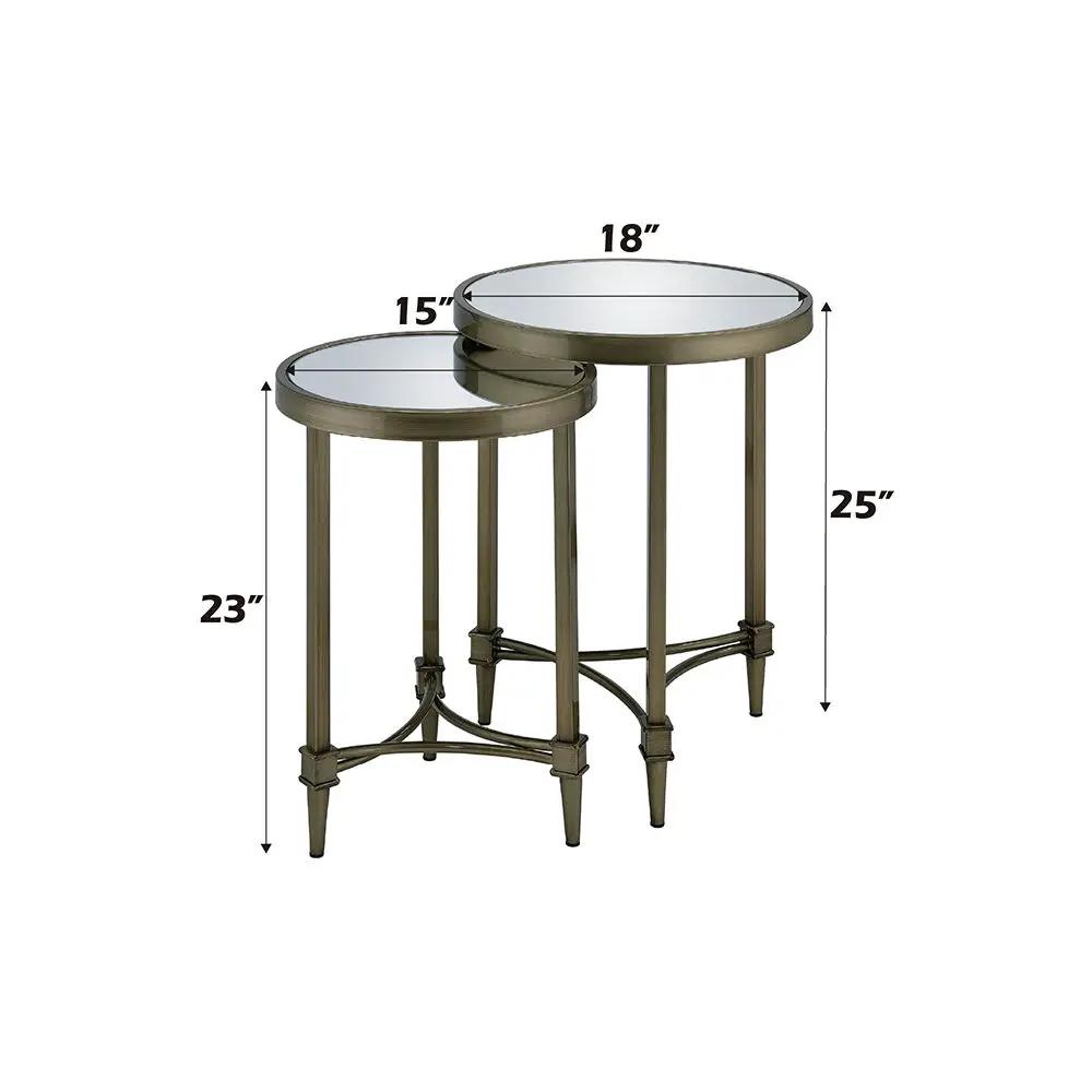 Aditya - Nesting Table - Mirrored & Antique Brass by Unique Piece Furniture
