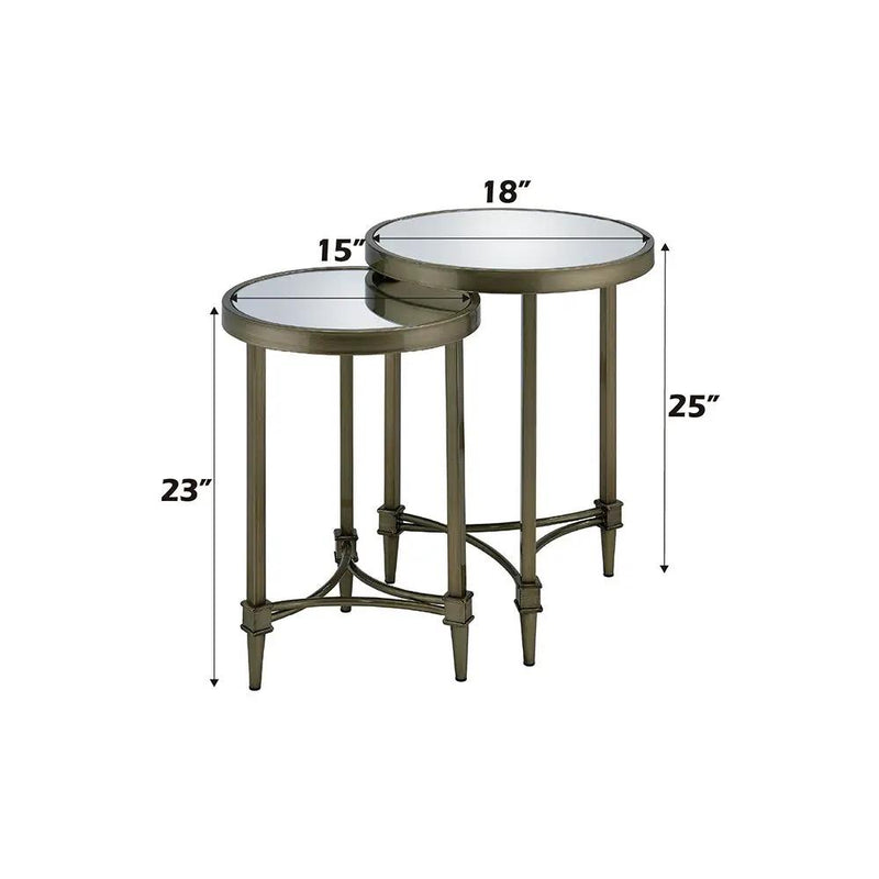 Aditya - Nesting Table - Mirrored & Antique Brass by Unique Piece Furniture