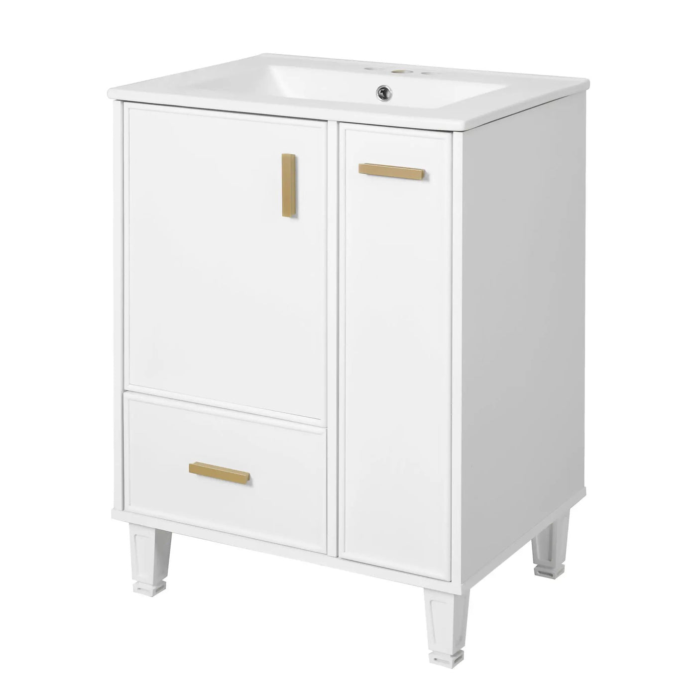 Bathroom Vanity With Sink, Deep Drawer, Door Shelf, 2 Tier Basket by HouseOfZazla