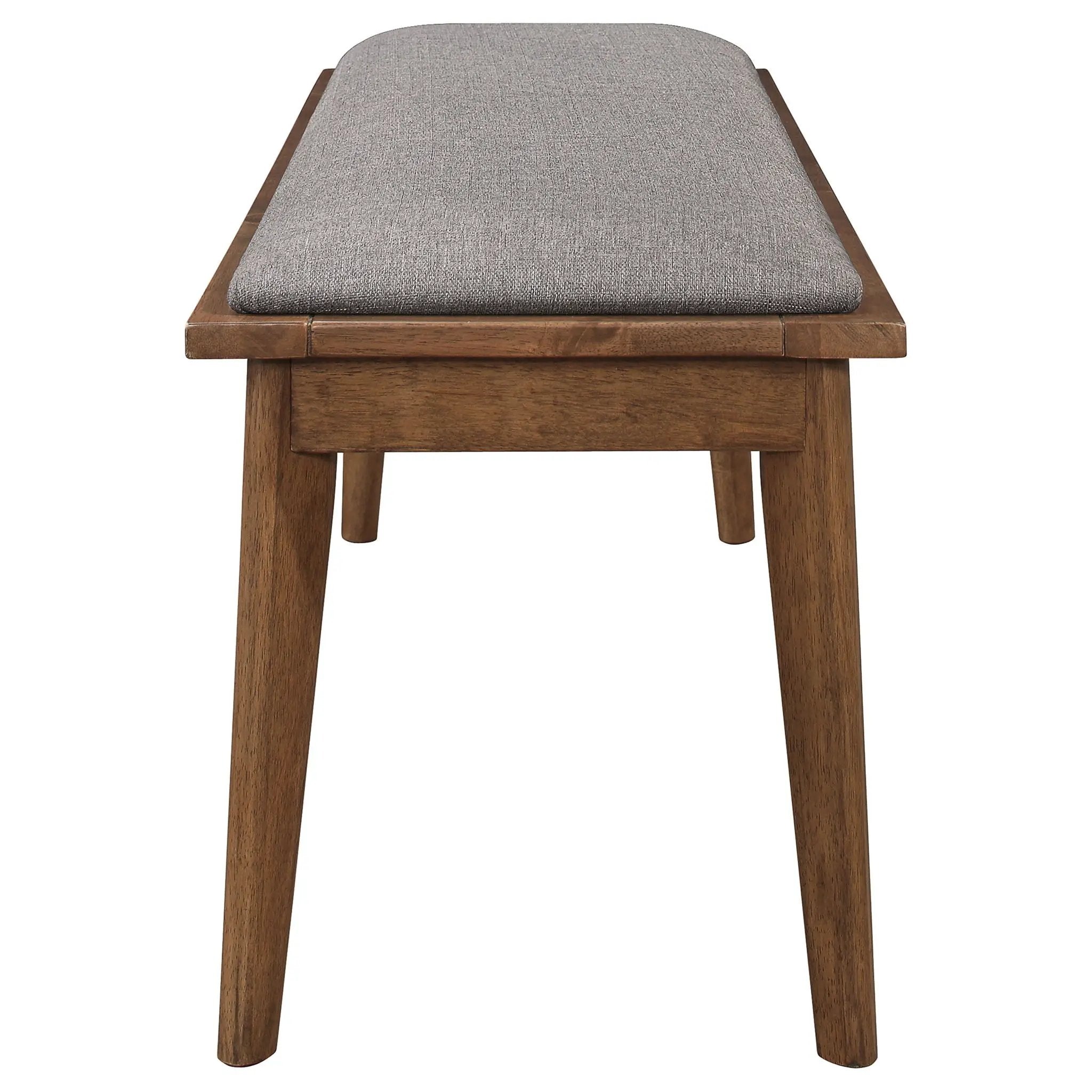 Alfredo Upholstered Dining Bench Grey and Natural Walnut by Unique Piece Furniture
