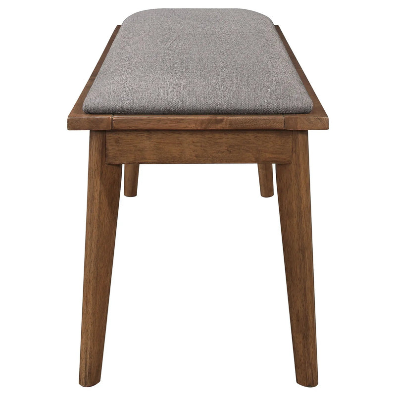 Alfredo Upholstered Dining Bench Grey and Natural Walnut by Unique Piece Furniture