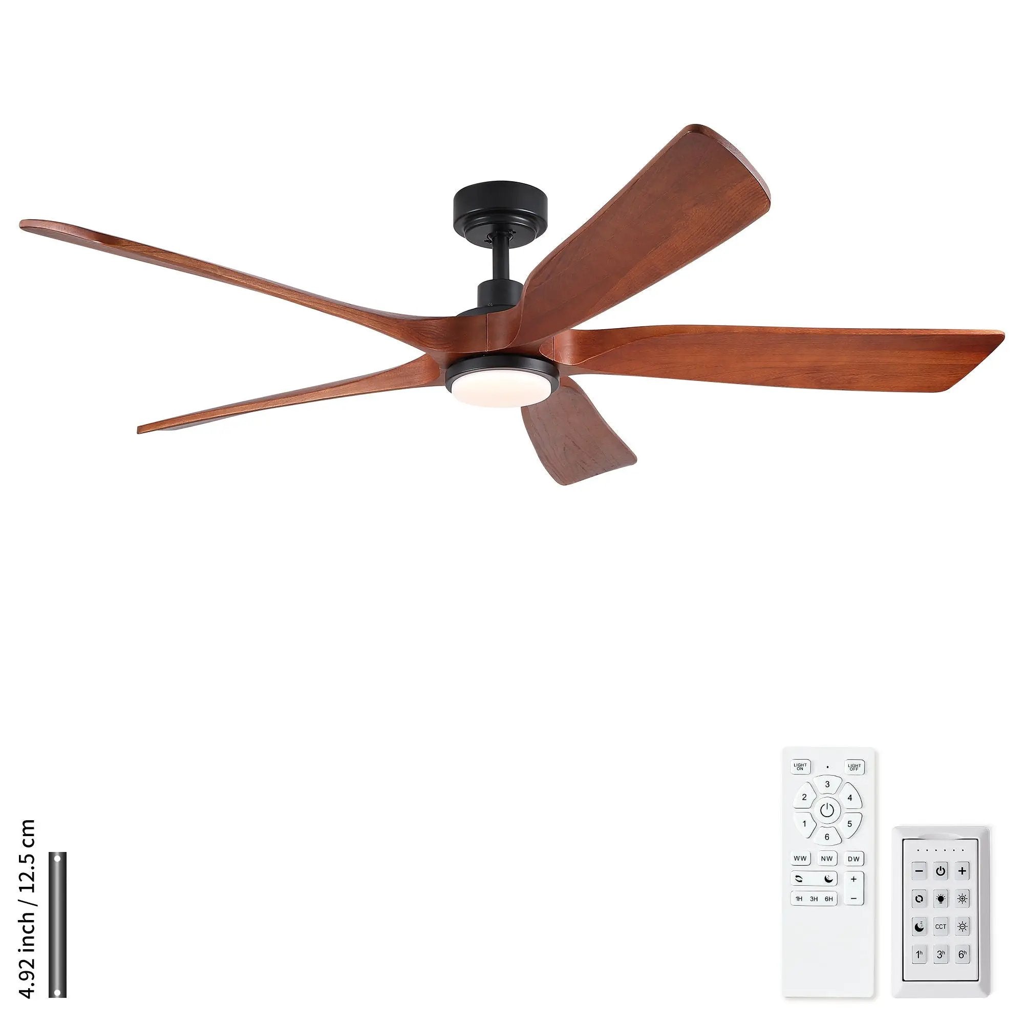 Ceiling Fan With Light And Remote Control, Noiseless, Dimmable, 6 Speeds Reversible For Indoor Or Covered Outdoor Use - Matte Black by HouseOfZazla