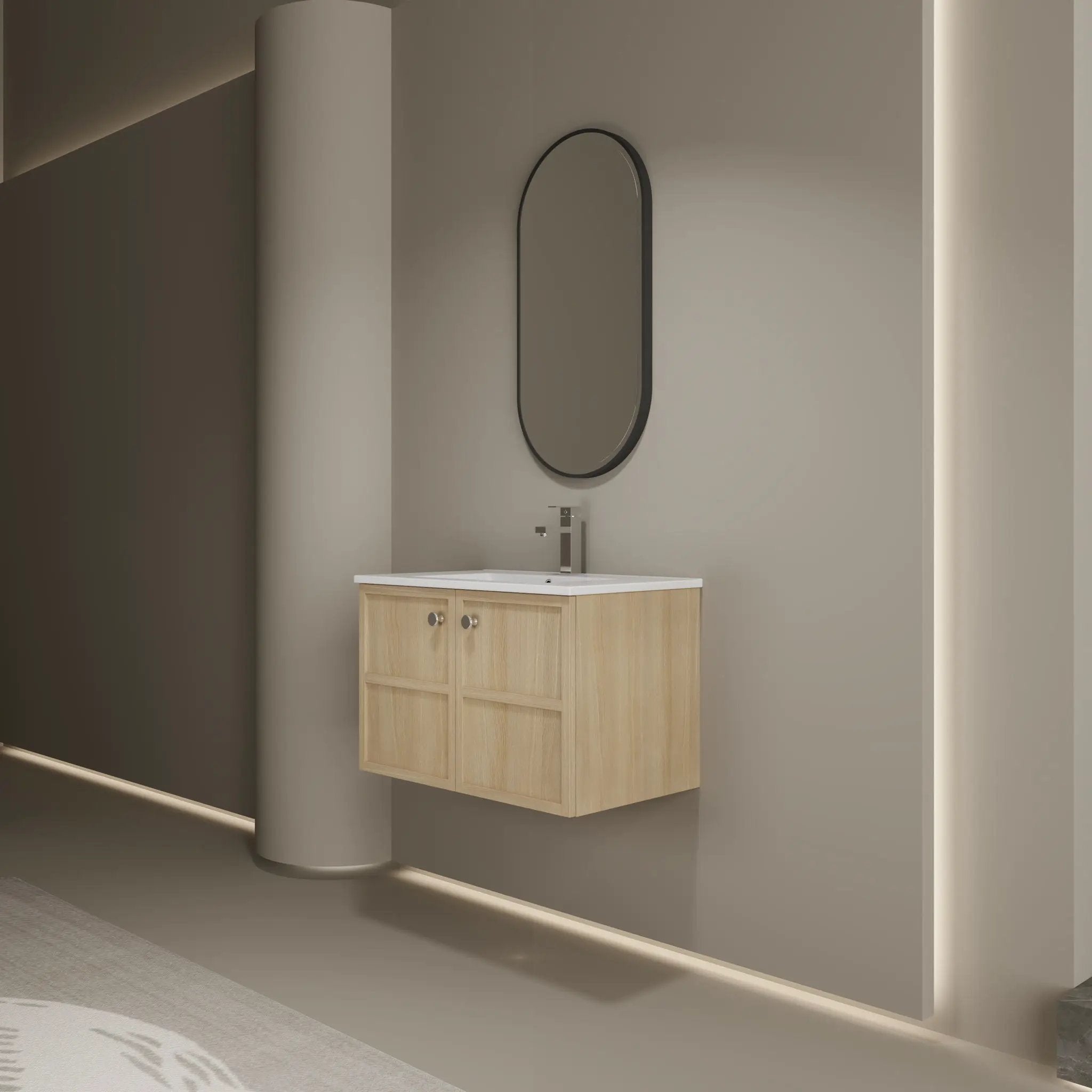 Wall Mounted Bathroom Vanity With Ceramic Sink And 2 Soft Closing Doors by Unique Piece Furniture