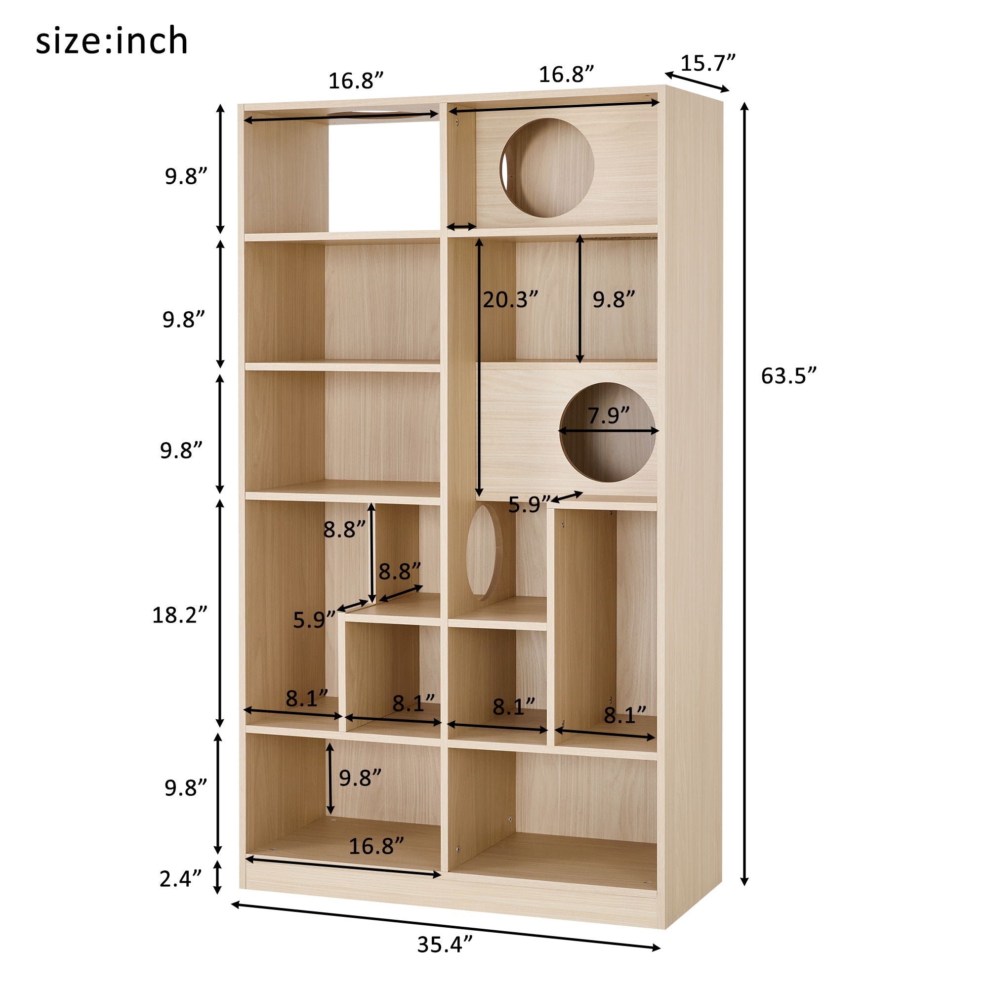 Furniture Style Cat Bookcase Cat Tree Shelves - Natural by HouseOfZazla