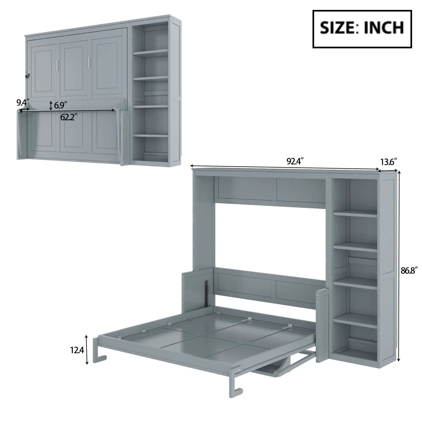 Sturdy Murphy Bed With Desk And Bookshelf by HouseOfZazla