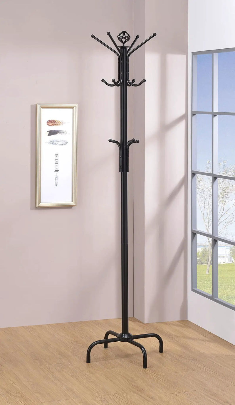 Collier 12 Hook Freestanding Coat Rack Hat Hanger Black by Unique Piece Furniture