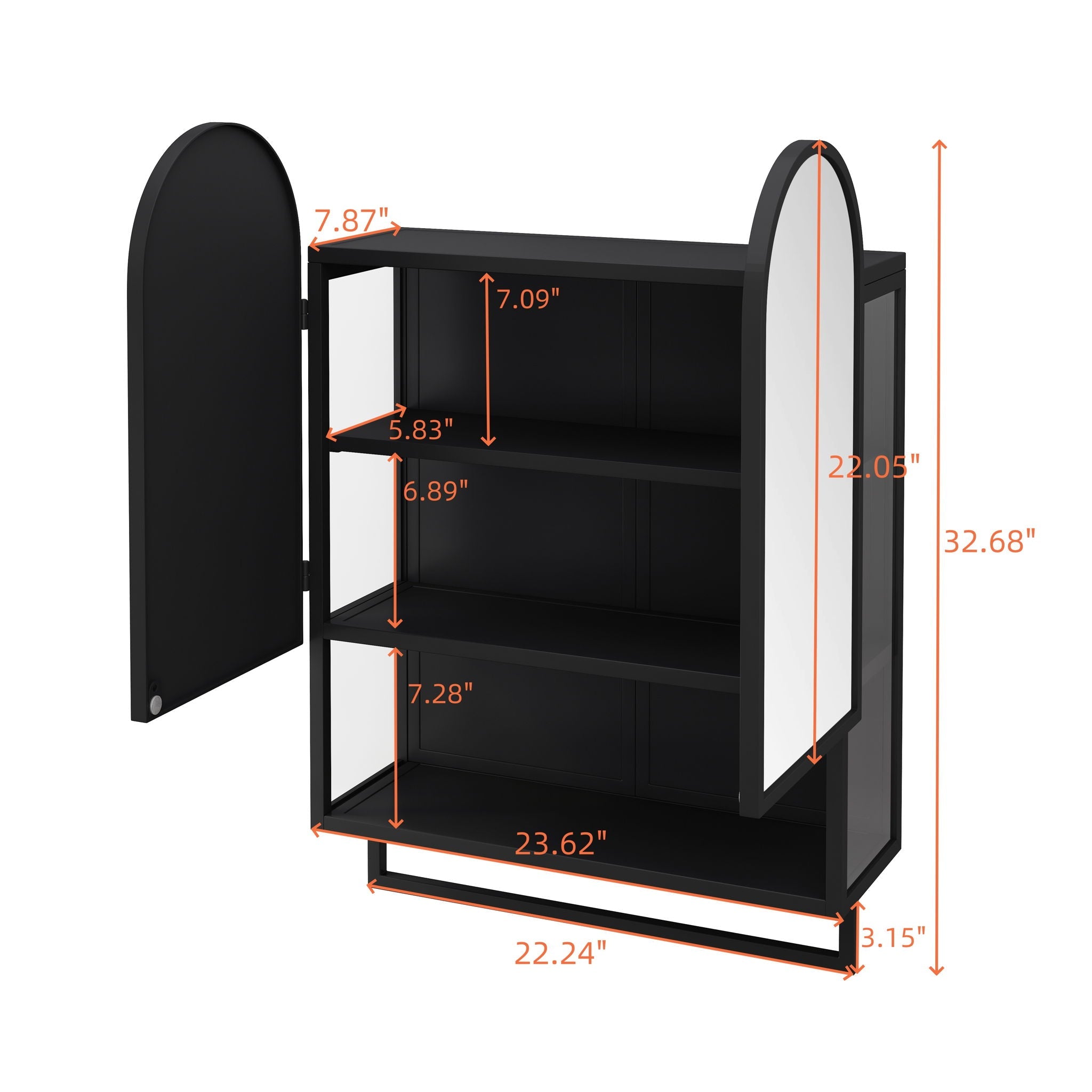 Double Arched Mirror Wall Cabinet With 2 Doors, Featuring Adjustable Shelves And Towel Rack by HouseOfZazla
