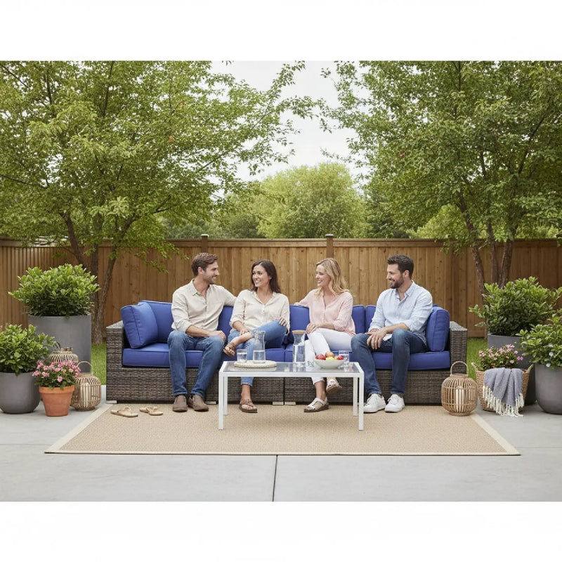 Luxurious Wicker Patio Sectional With Weather Resistant Sunbrella Cushions by Unique Piece Furniture