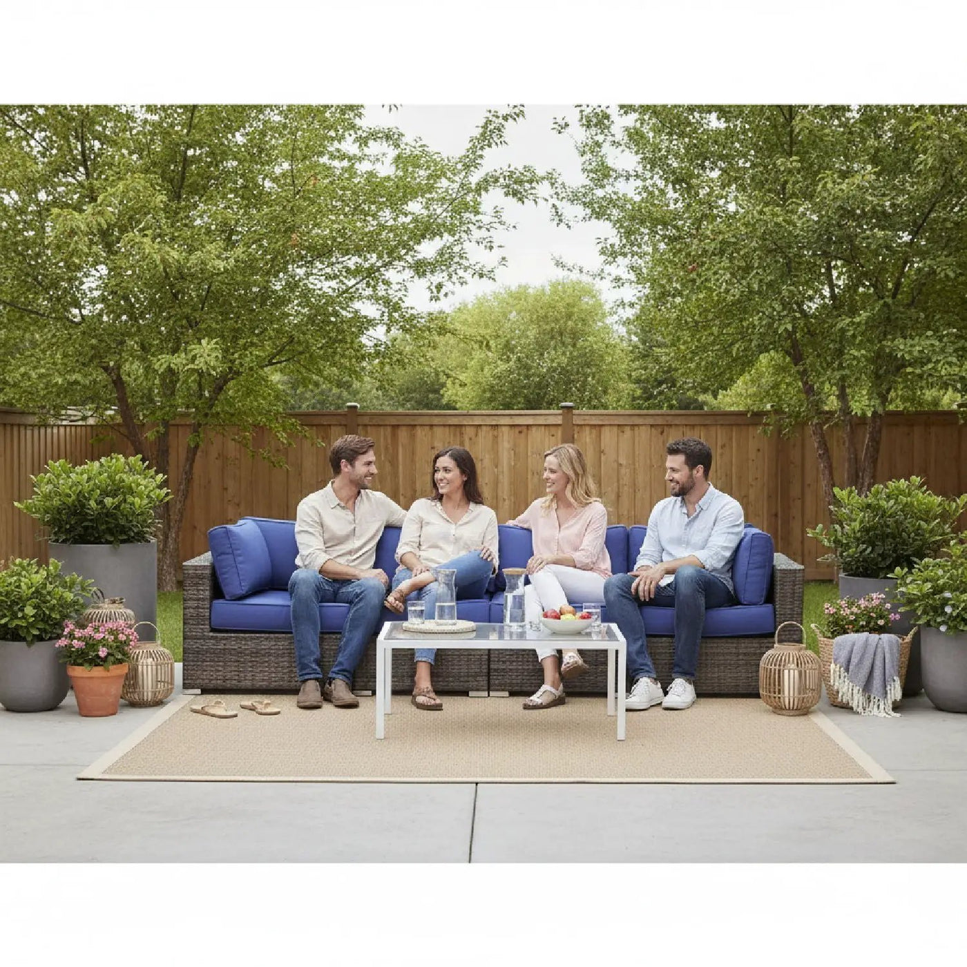 Luxurious Wicker Patio Sectional With Weather Resistant Sunbrella Cushions by HouseOfZazla