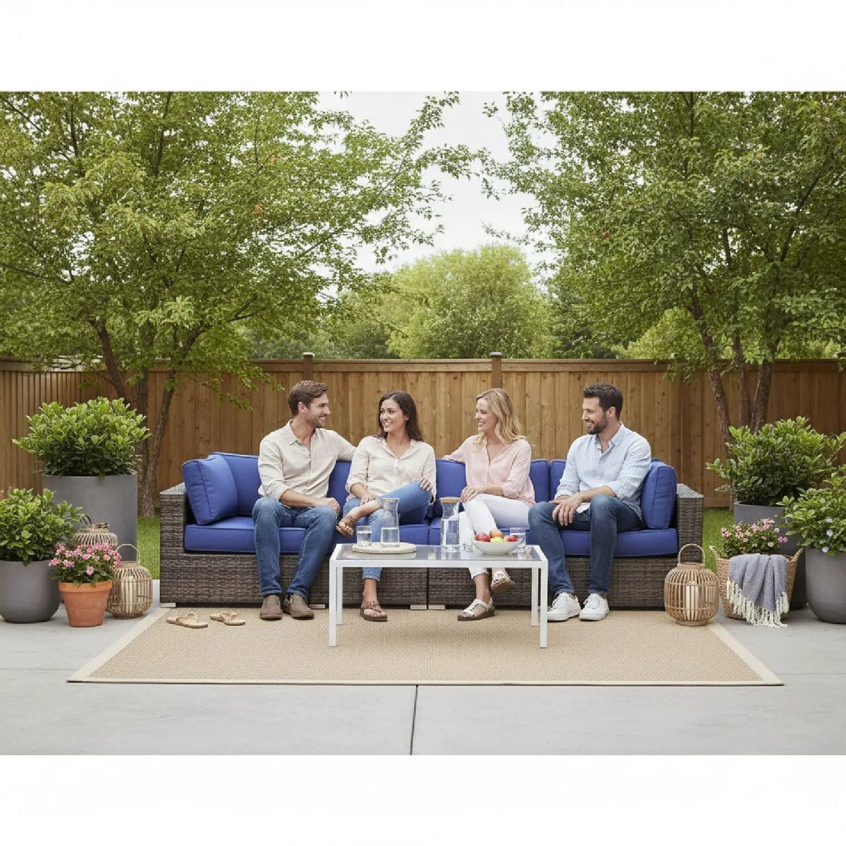 Luxurious Wicker Patio Sectional With Weather Resistant Sunbrella Cushions, photo 14 of 25