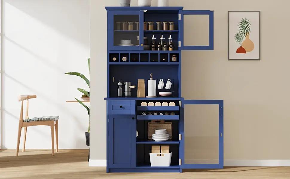 TOPMAX Farmhouse Freestanding Buffet with Hutch by HouseOfZazla