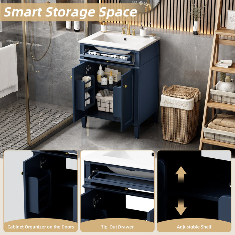 24" Bathroom Vanity with 2 Doors and Tip-Out Drawer by HouseOfZazla