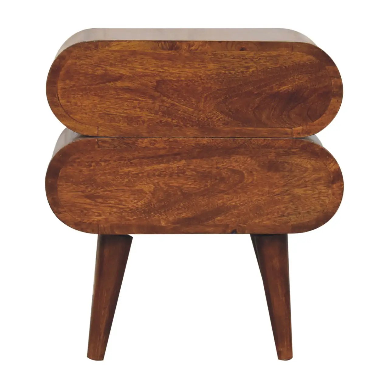 Solid Wood Bubble Chestnut Nightstand, 2-Drawer, Nordic Legs by HouseOfZazla
