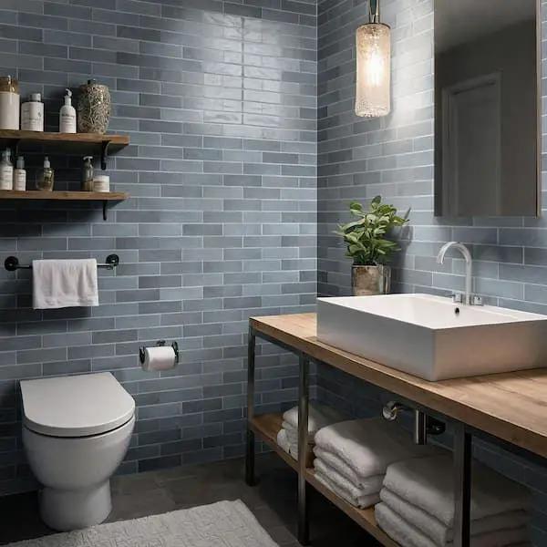 Open Box MSI Lakeview Denim 3 in. x 12 in. Glossy Ceramic Subway Wall Tile (5.5 sq. ft./Case), photo 2 of 11