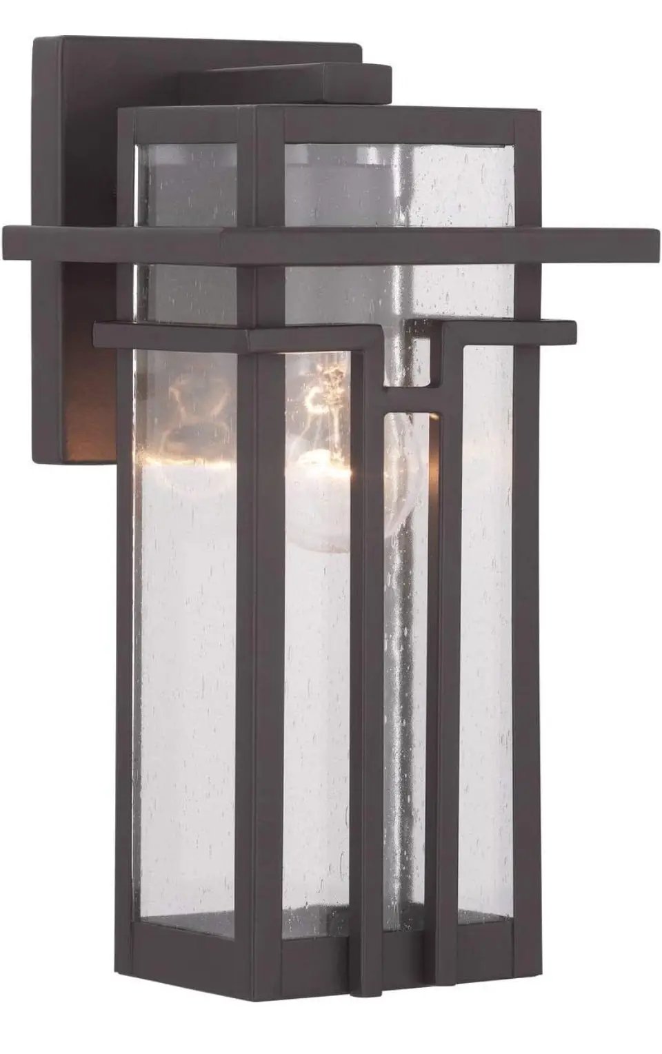Open Box Progress Lighting Boxwood Collection 1-Light Clear Seeded Glass Craftsman Outdoor Small Wall Lantern Light Antique Bronze, 11.75x6.25x6.25 by Selzalot