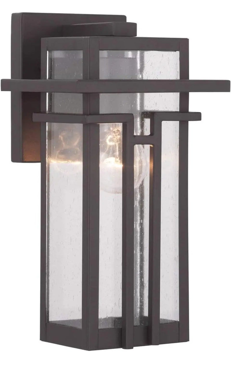 Open Box Progress Lighting Boxwood Collection 1-Light Clear Seeded Glass Craftsman Outdoor Small Wall Lantern Light Antique Bronze, 11.75x6.25x6.25 by Selzalot