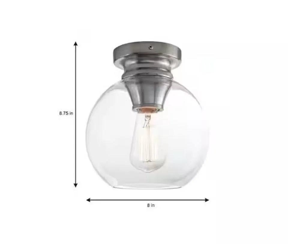 Open Box Home Decorators Collection Evelyn 8 in. Contemporary Brushed Nickel Medium-Base (E26) Bulb Flush Mount for Kitchens by Selzalot