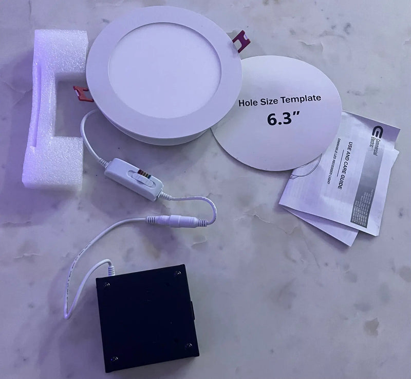 Commercial Electric Ultra Slim Integrated LED 6 in Round Adj Color Temp Canless Recessed Light for Kitchen Bath Living rooms, White by Selzalot