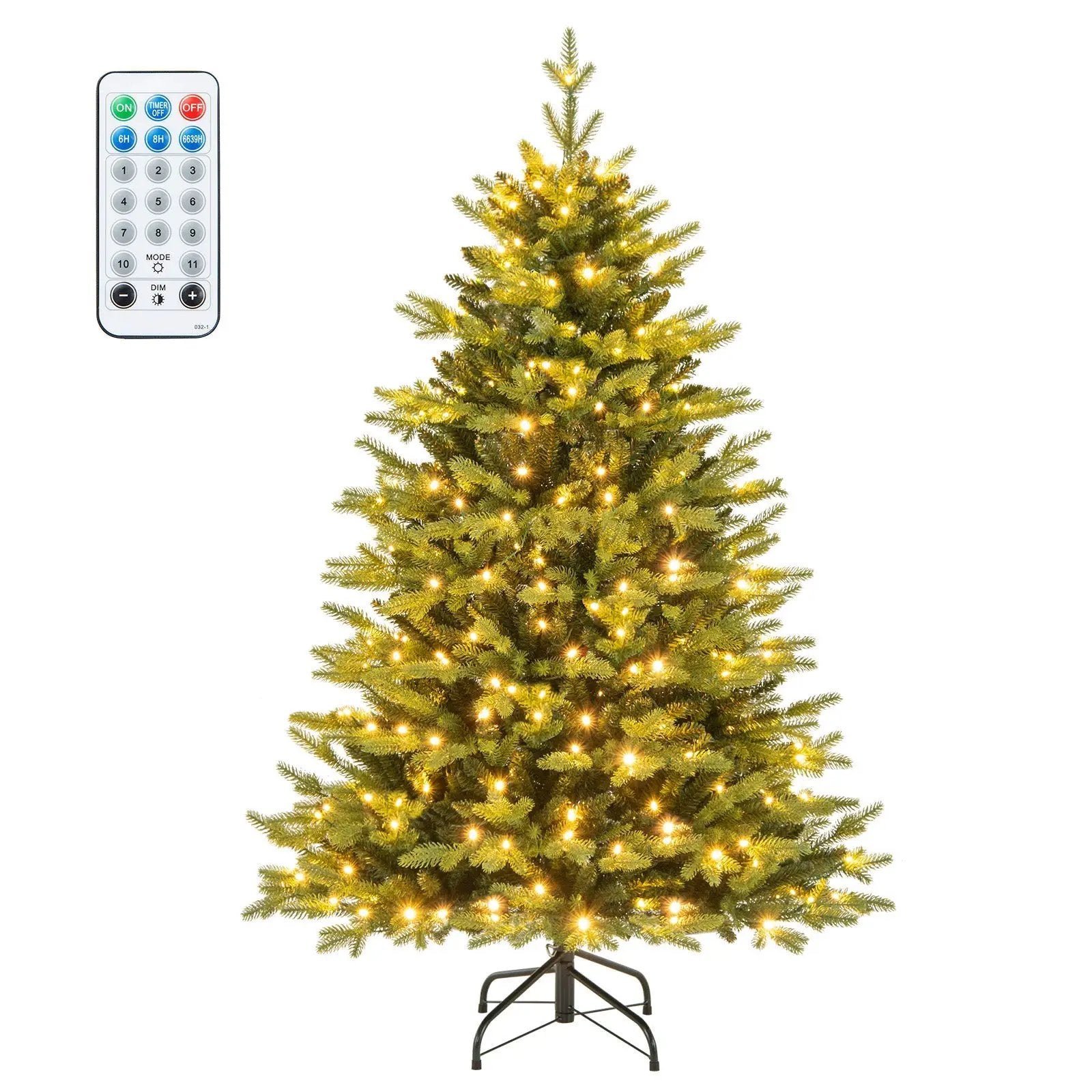 5 Feet Artificial Xmas Tree Hinged with 11 Lighting Modes and Remote Control by DirectDeals