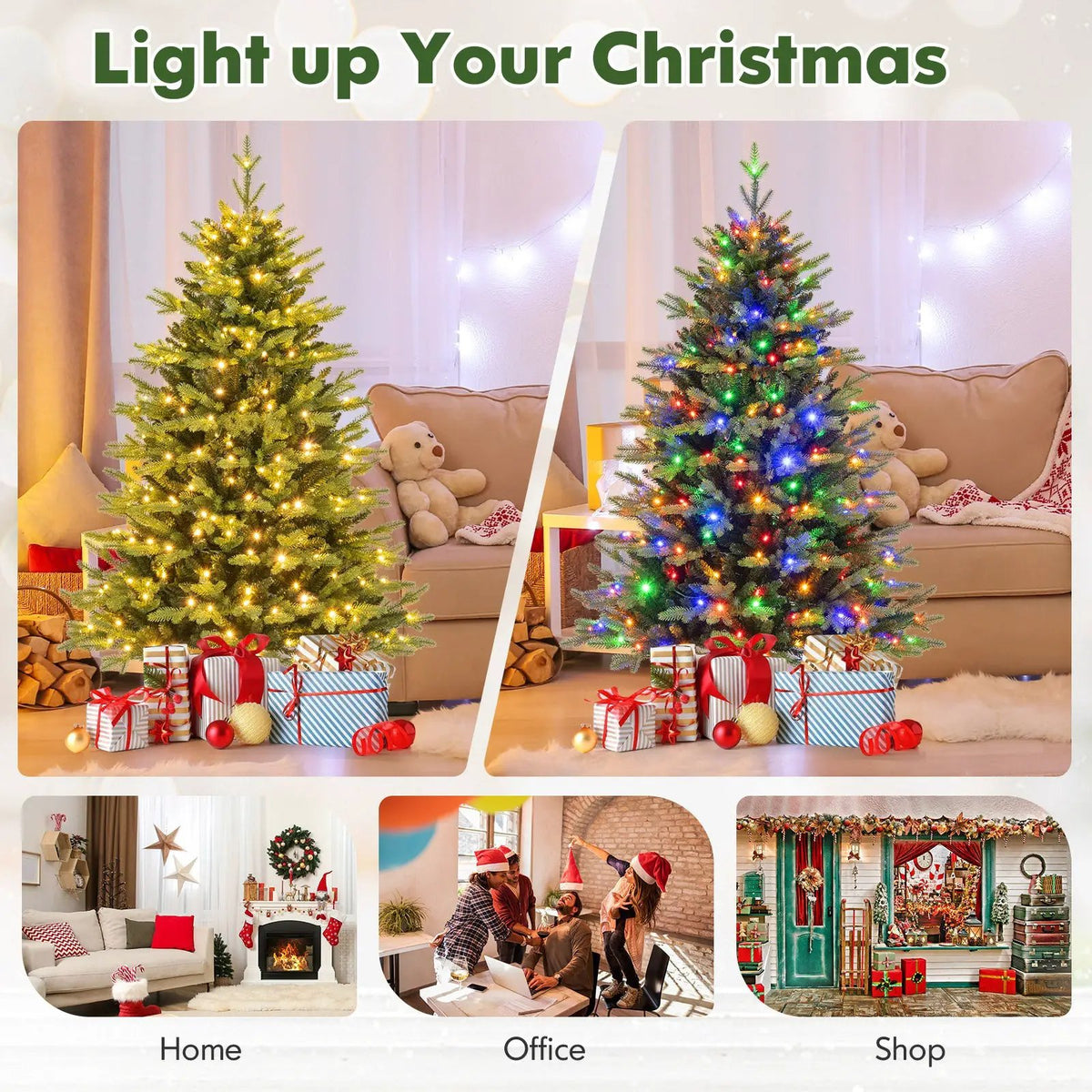 5 Feet Artificial Xmas Tree Hinged with 11 Lighting Modes and Remote Control by DirectDeals