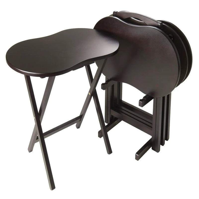 5-Piece TV Table Set in Espresso Finish with Peanut Shape Top by HomePacific