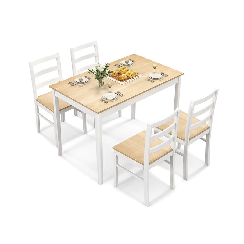 5-Piece Wooden Dining Set with Rectangular Table and 4 Chairs by DirectDeals
