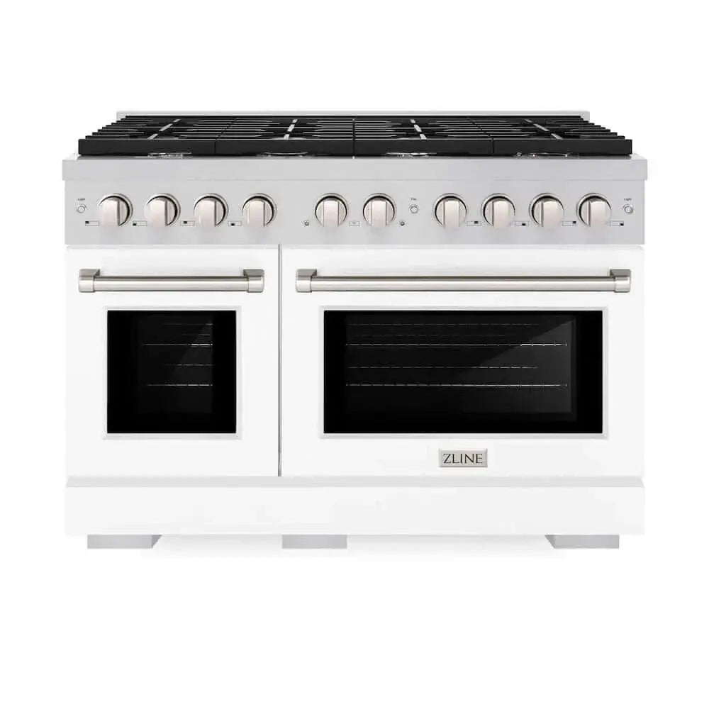 ZLINE 48 In. Gas Range, Stainless Steel, White Matte, SGR-WM-48 by Farmhouse Kitchen and Bath
