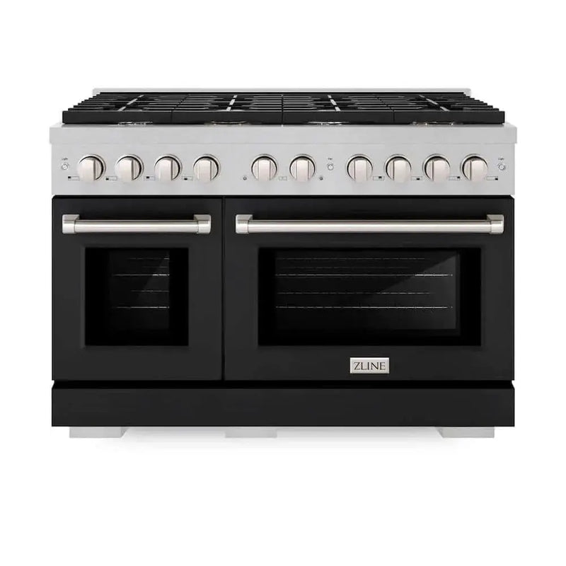 ZLINE 48"Gas Range, Convection Gas Oven, DuraSnow® Black Matte, SGRS-BLM-48 by Farmhouse Kitchen and Bath