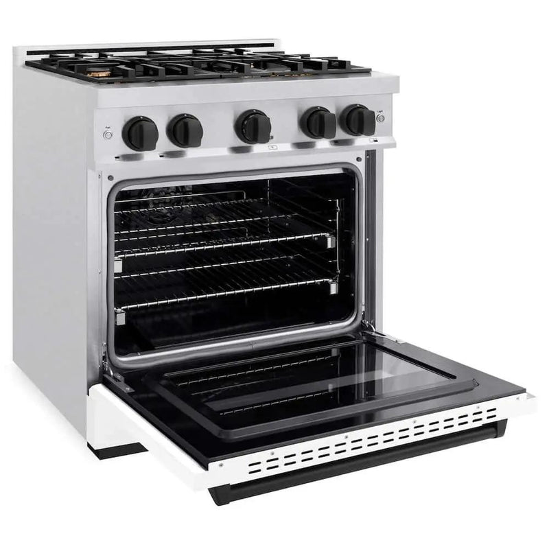 ZLINE 30" Dual Fuel Range, Gas Cooktop, Electric Convection Oven DuraSnow® Stainless Steel, Matte Black CDRSZ-30-MB by Farmhouse Kitchen and Bath