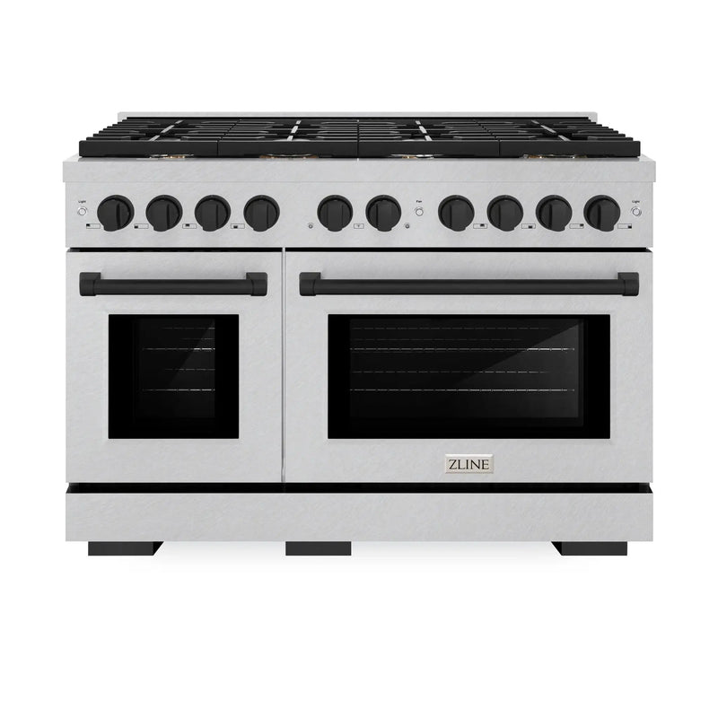 ZLINE 48"Paramount Dual Fuel Range DuraSnow® Matte Black SDRSZ-48-MB by Farmhouse Kitchen and Bath