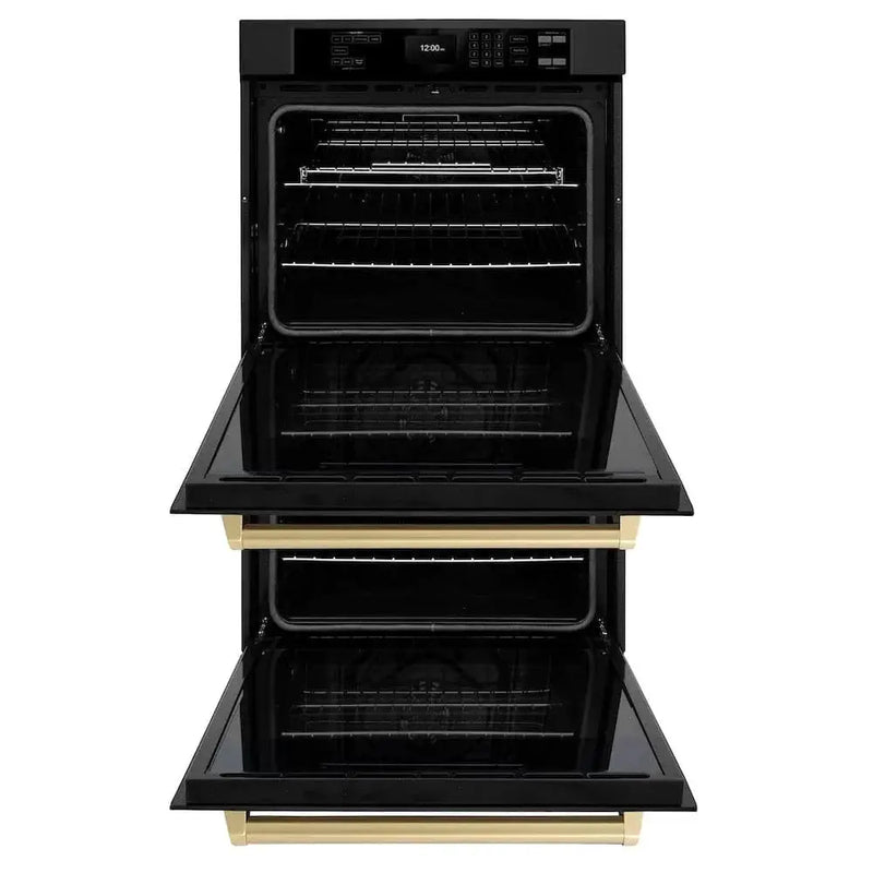 ZLINE 30"Professional True Convection Double Wall Oven, Air Fry, Self Clean Black Stainless Steel, Champagne Bronze WADBZ-30-CB by Farmhouse Kitchen and Bath