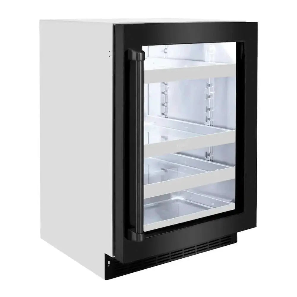 ZLINE 24" Touchstone 151 Can Beverage Fridge Black Stainless Steel Glass Door RBSO-BS-24 by Farmhouse Kitchen and Bath