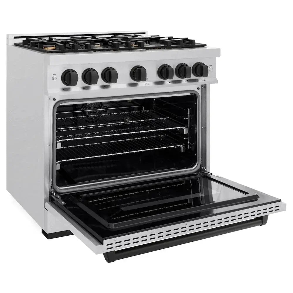 ZLINE 36"Classic Gas Range, Convection Gas Oven, DuraSnow® Stainless Steel, Matte Black CGRSZ-36-MB by Farmhouse Kitchen and Bath