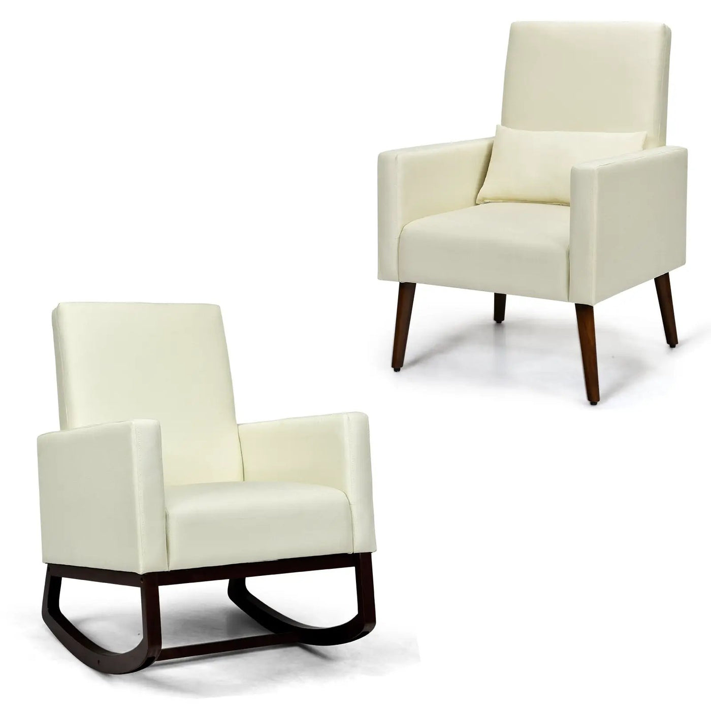 2-in-1 Fabric Upholstered Rocking Chair with Pillow by DirectDeals