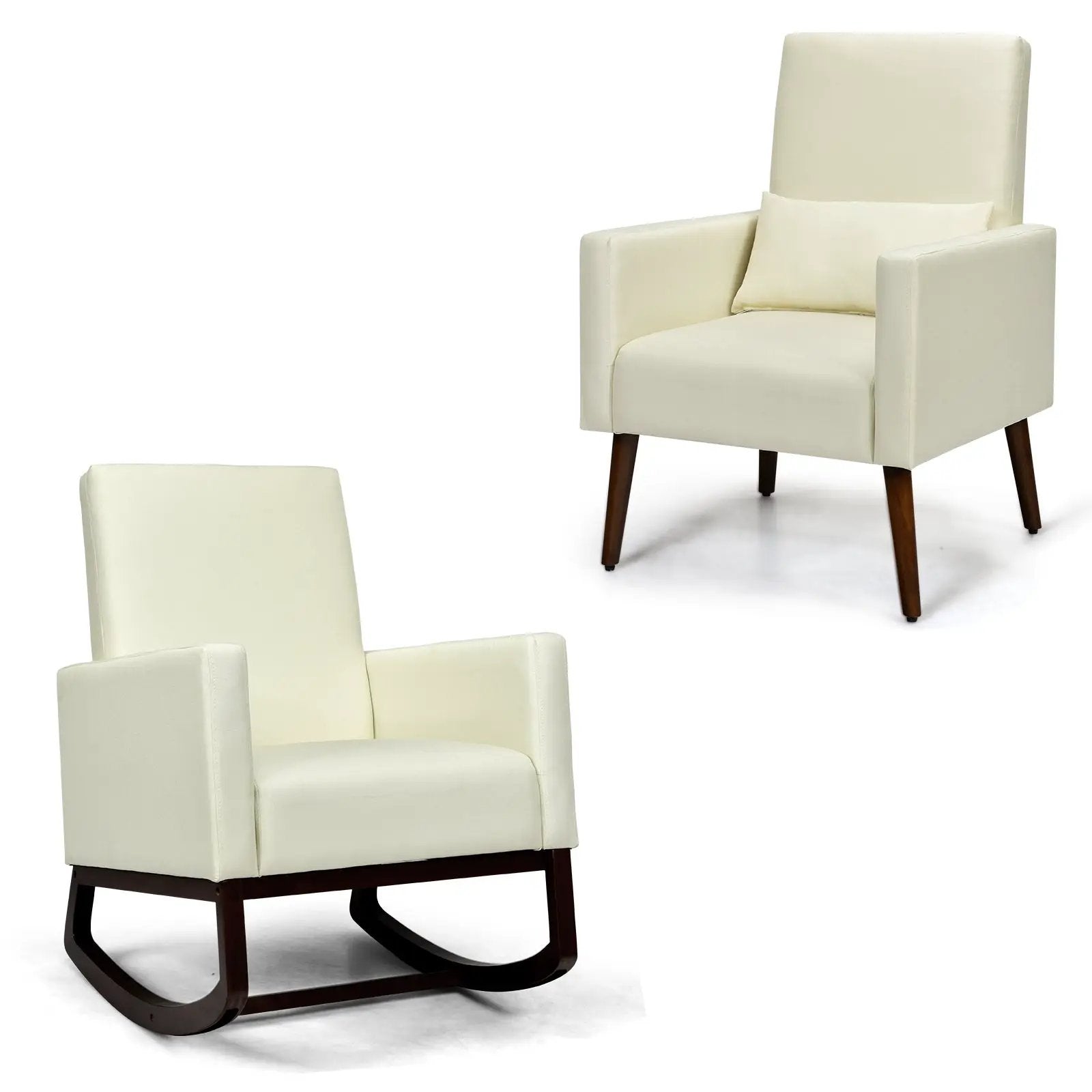 2-in-1 Fabric Upholstered Rocking Chair with Pillow by DirectDeals