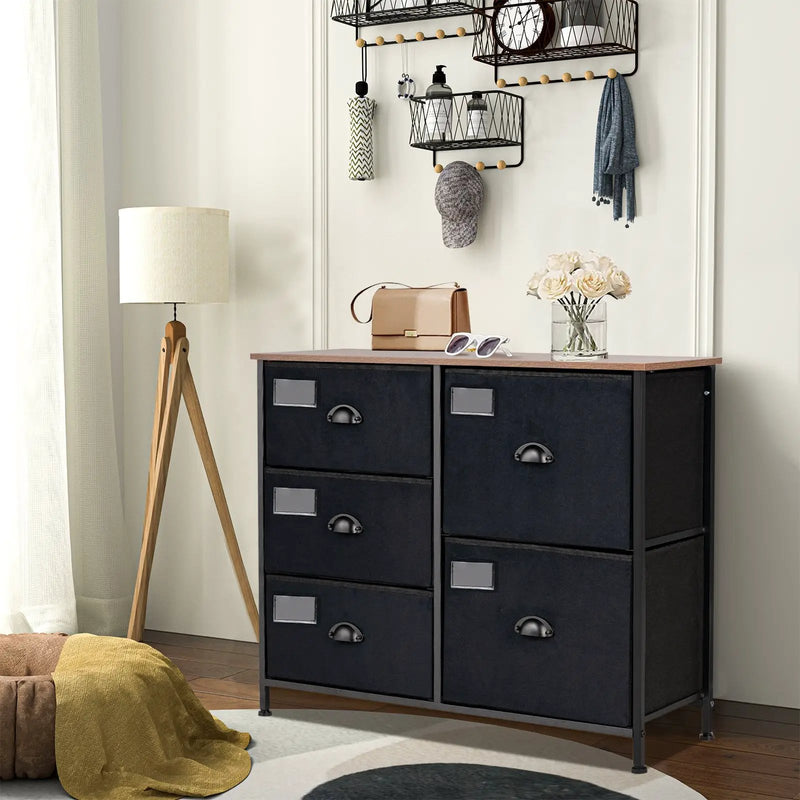 5-Drawer Storage Dresser for Bedroom Closet Entryway-Black by DirectDeals