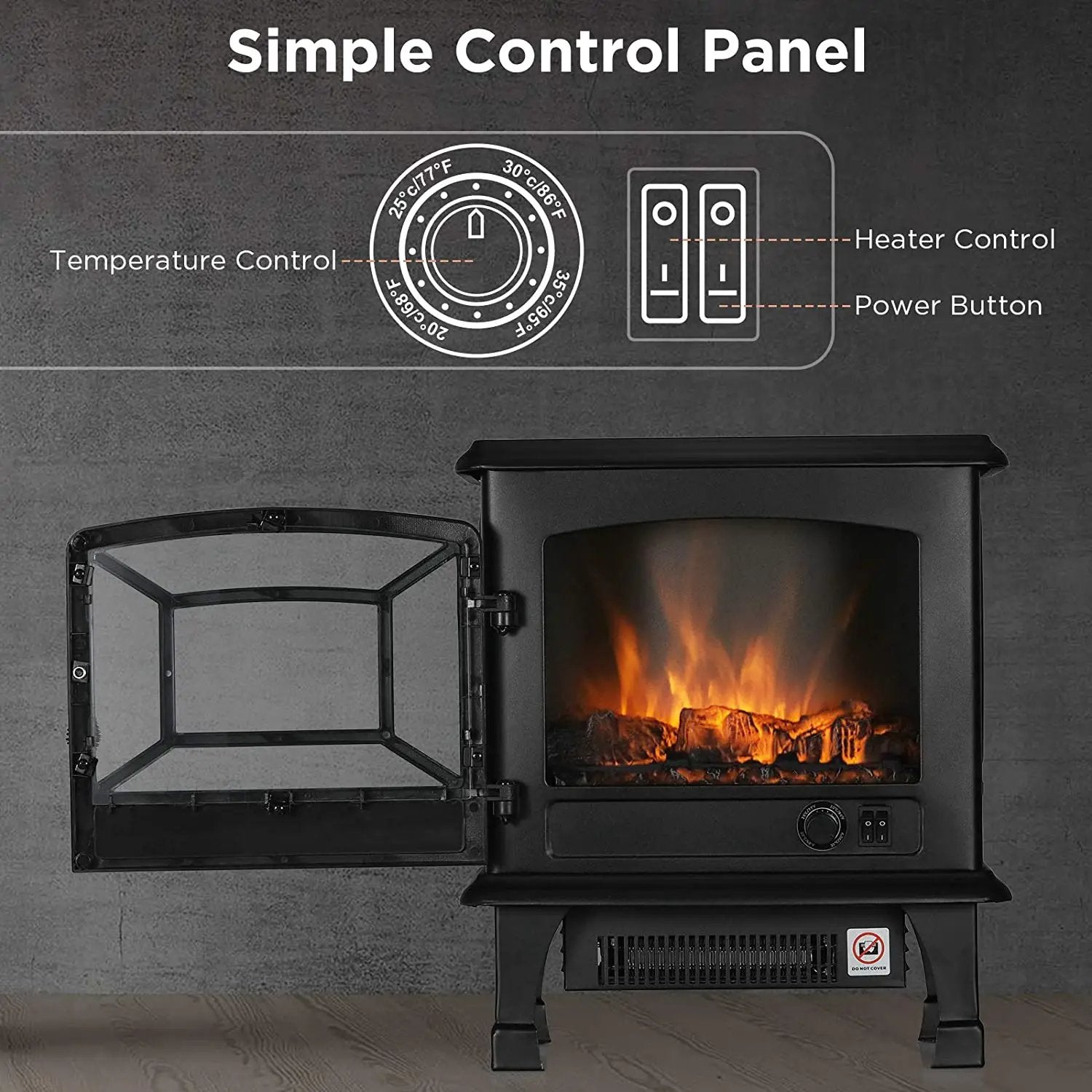 (Open Box) Suburbs TS20 Electric Fireplace Stove by TURBRO