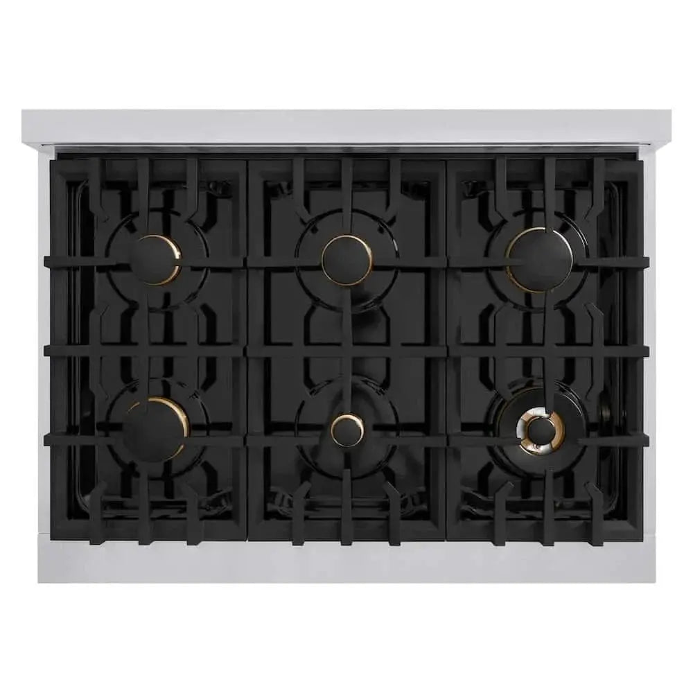ZLINE 48" Select Dual Fuel Range Gas Cooktop Electric Convection Oven Stainless Steel Black Matte Doors Gold HDRZ-BLM-48-G by Farmhouse Kitchen and Bath