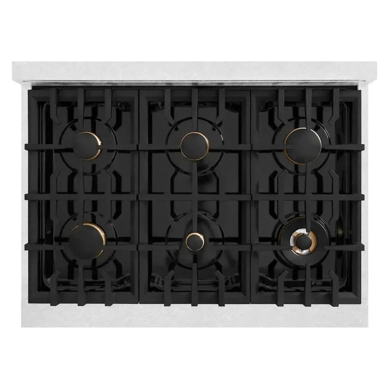 ZLINE 36" Select Dual Fuel Range Gas Cooktop Electric Convection Oven DuraSnow® Stainless Steel Brass Burners HDRS-BR-36 by Farmhouse Kitchen and Bath