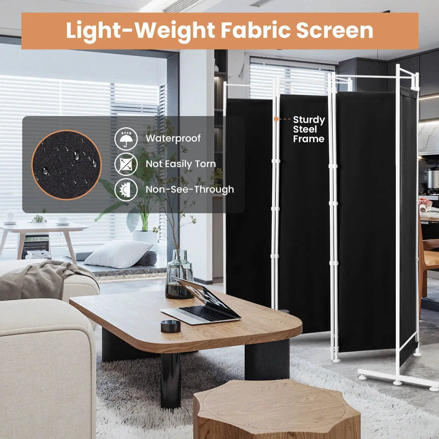 6-Panel Room Divider Folding Privacy Screen by DirectDeals