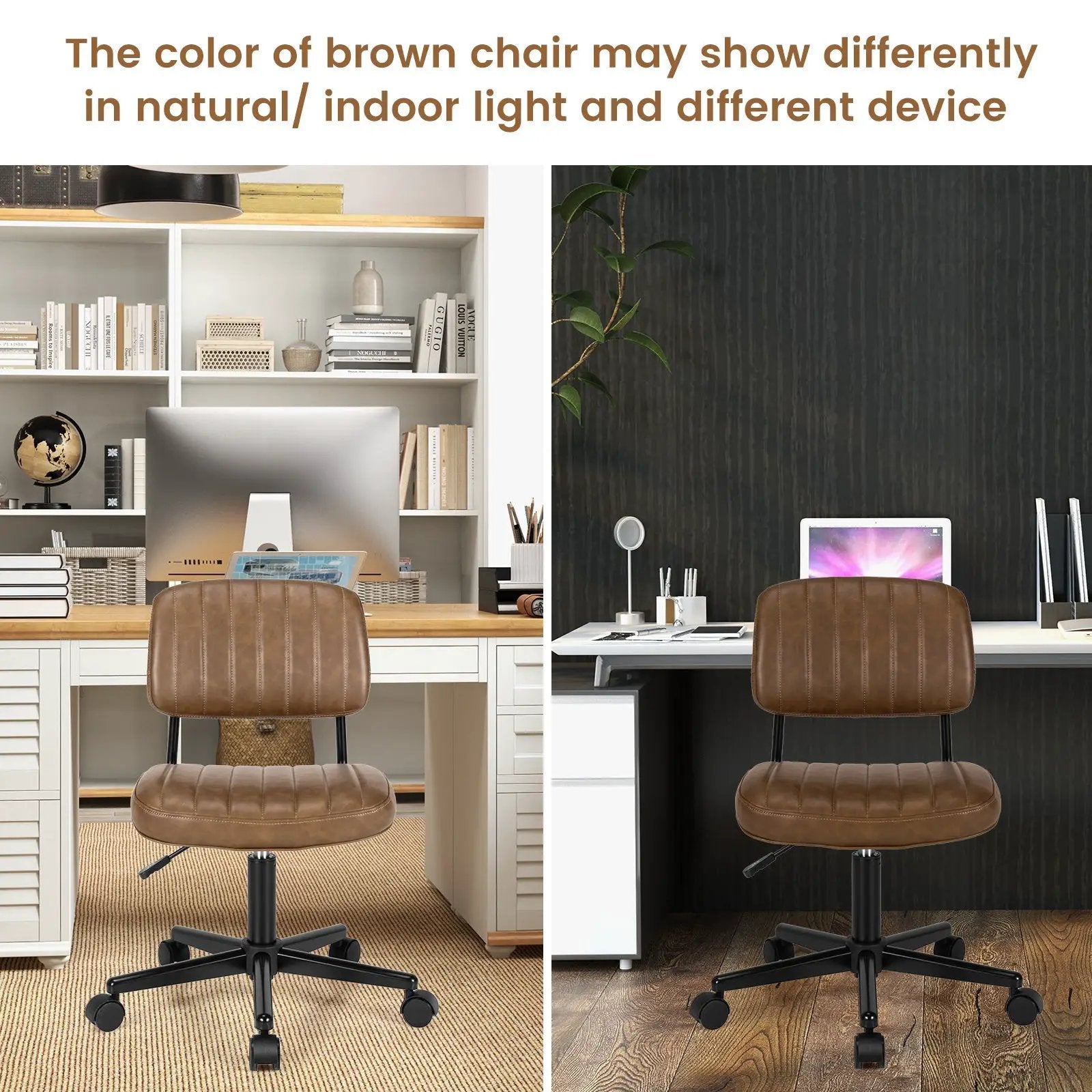 PU Leather Adjustable Office Chair Swivel Task Chair with Backrest by DirectDeals