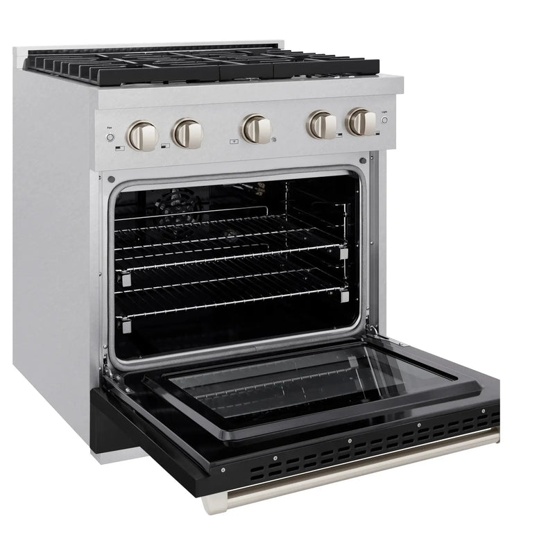 ZLINE 30"Gas Range, Convection Gas Oven, DuraSnow® Black Matte, SGRS-BLM-30 by Farmhouse Kitchen and Bath
